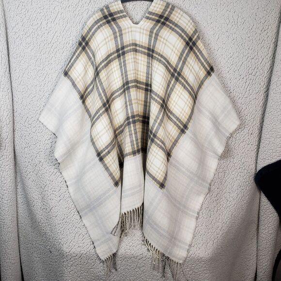 J Jill Womens One Size Poncho Sweater Wrap Plaid - Picture 2 of 10